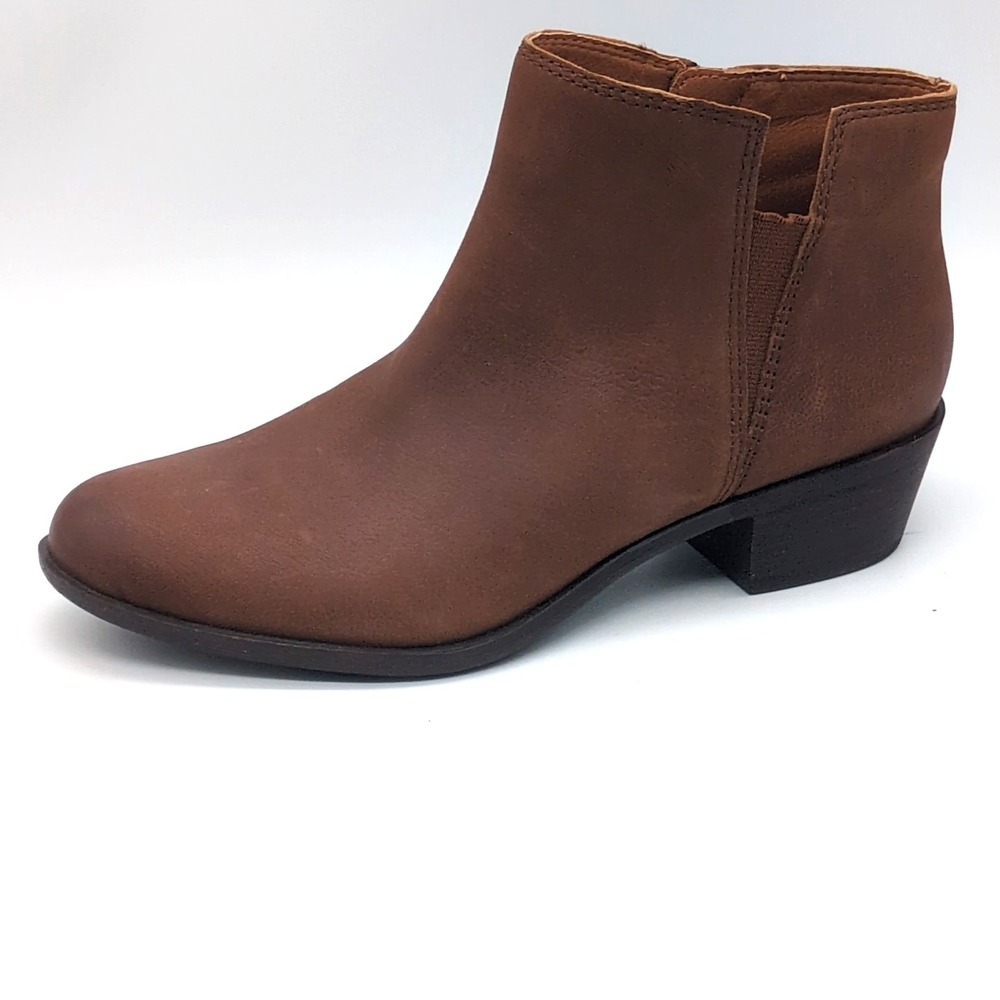 Lucky Brand Shoes‎ Womens Bessie2 Brown 8 Leather Ankle Boots Side Zip Stretch